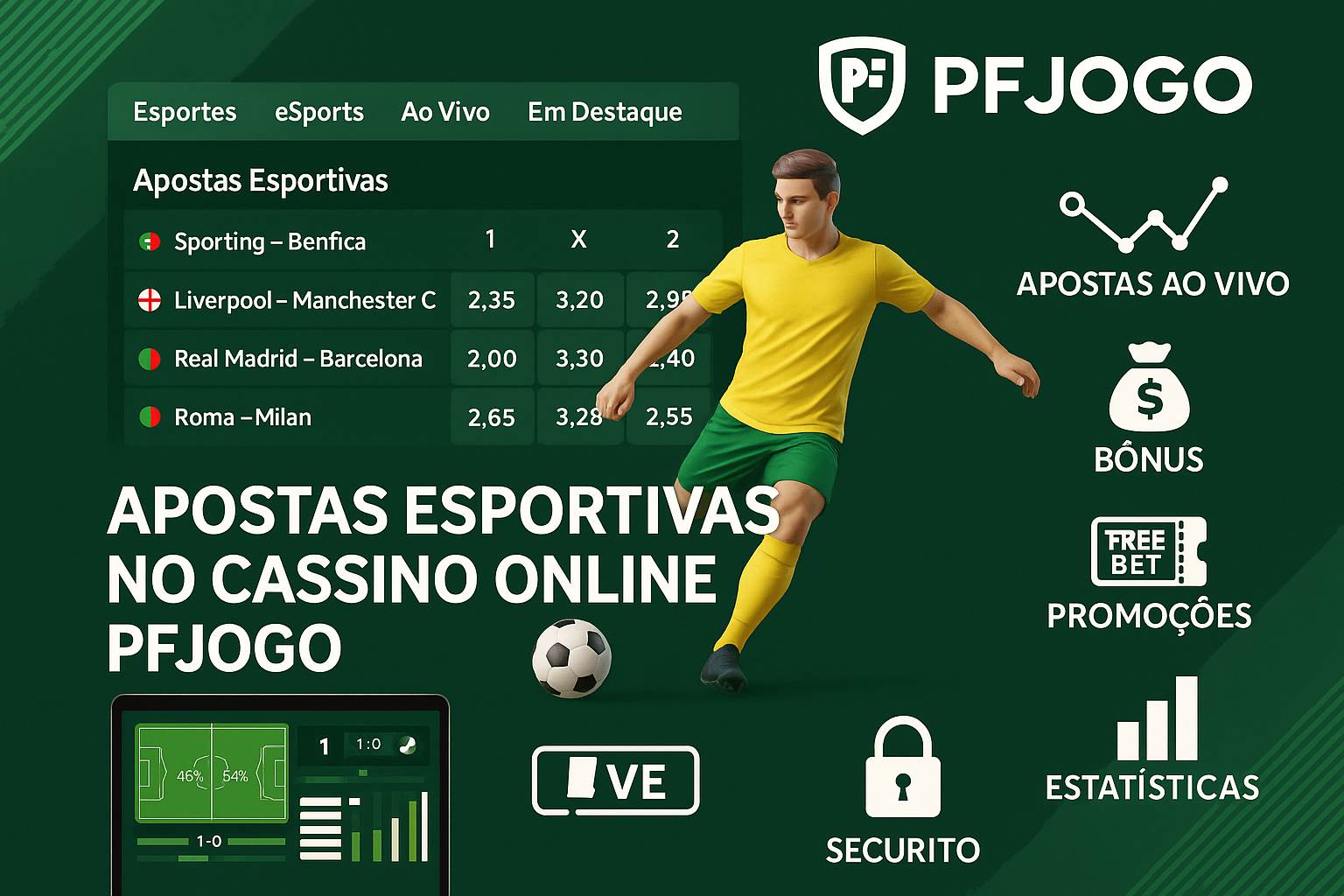 Apostas esportivas no cassino online PFJOGO 
